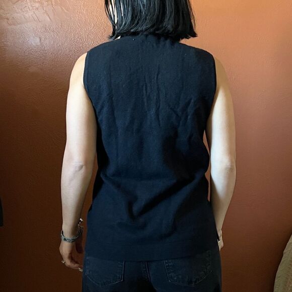 Neiman Marcus Cashmere Collection 100% Cashmere Black Sleeveless Turtleneck  Med - Picture 6 of 12